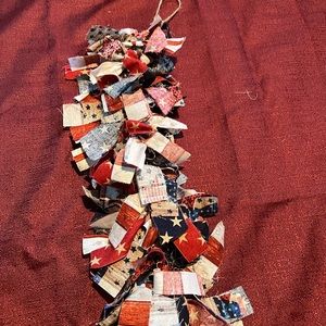 Patriotic Fabric Rag Tie Garland 66”.                   Red, White & Blue 🇺🇸